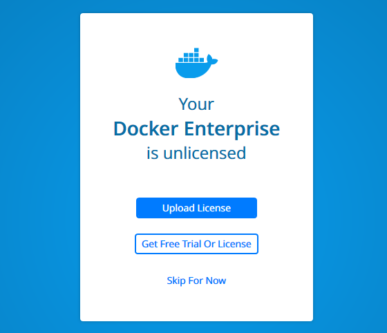 DockerEE CentOS license uploading page